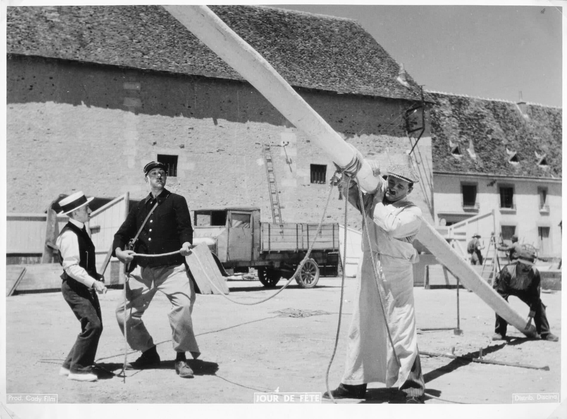 Tournage du film Jour de fête Jacques Tati