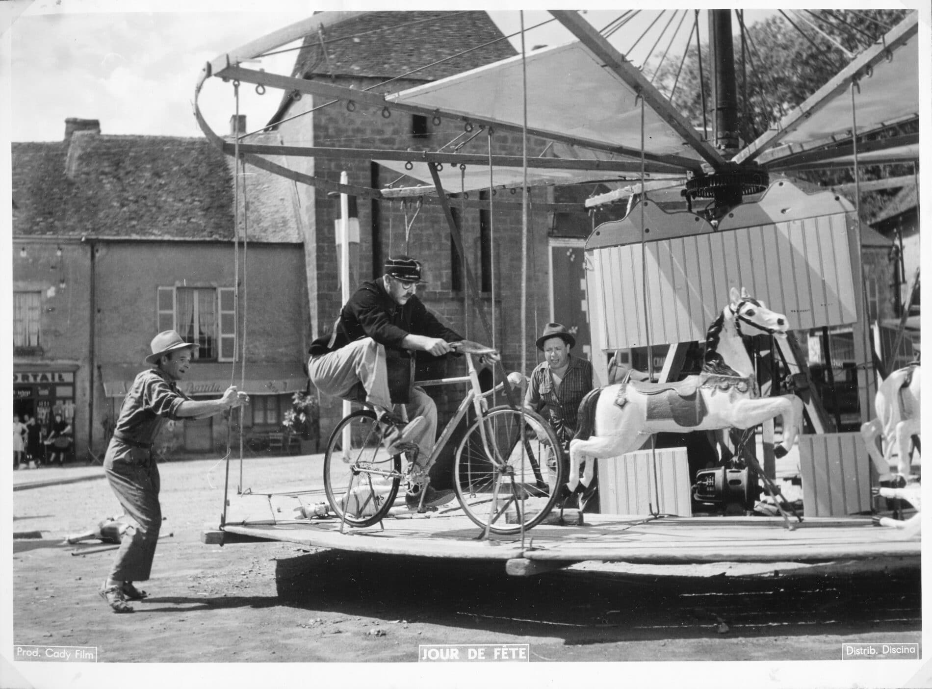 Extrait du tournage du film jour de fête Jacques Tati Sainte-Sévère sur Indre